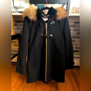 Nine West Pea Coat with Faux Fur Hood - Medium